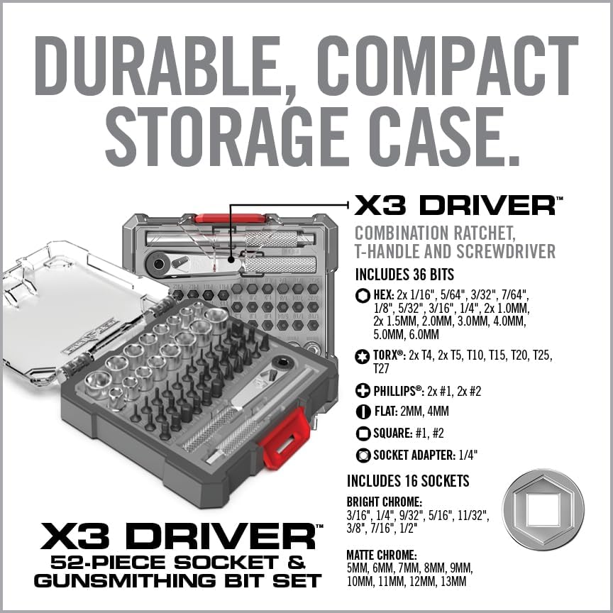 Real Avid X3 52-Piece Socket & Bit Set
